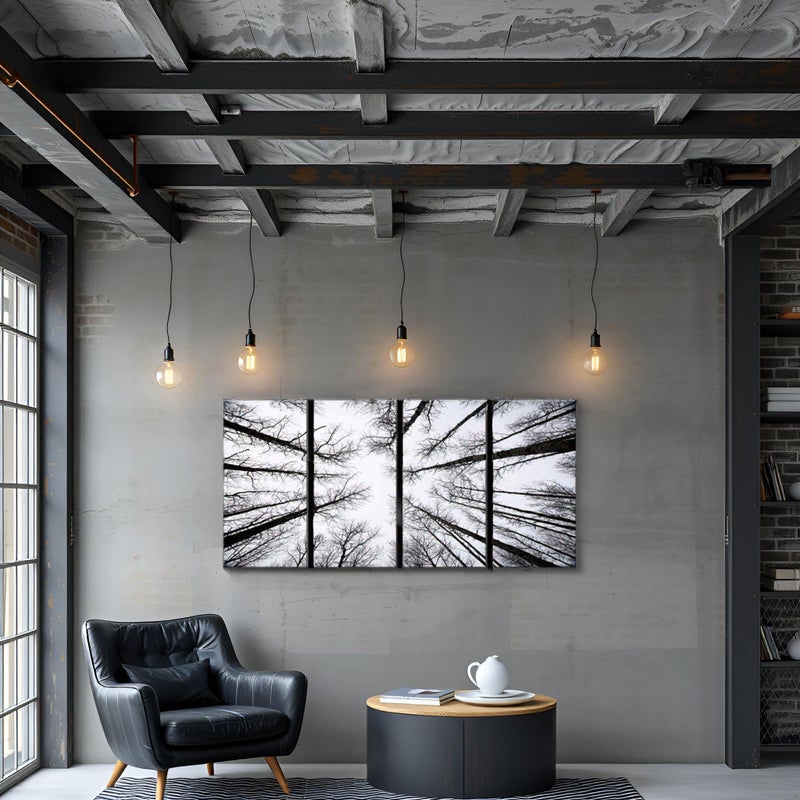 LevvArts - Black and White Forest Canvas Wall Art Low Angle View Aspen Trees Picture Print on Canvas,San Juan National Forest,4 Panels Framed Artwork for Modern Home Wall Decoration,Large Size - Image 5